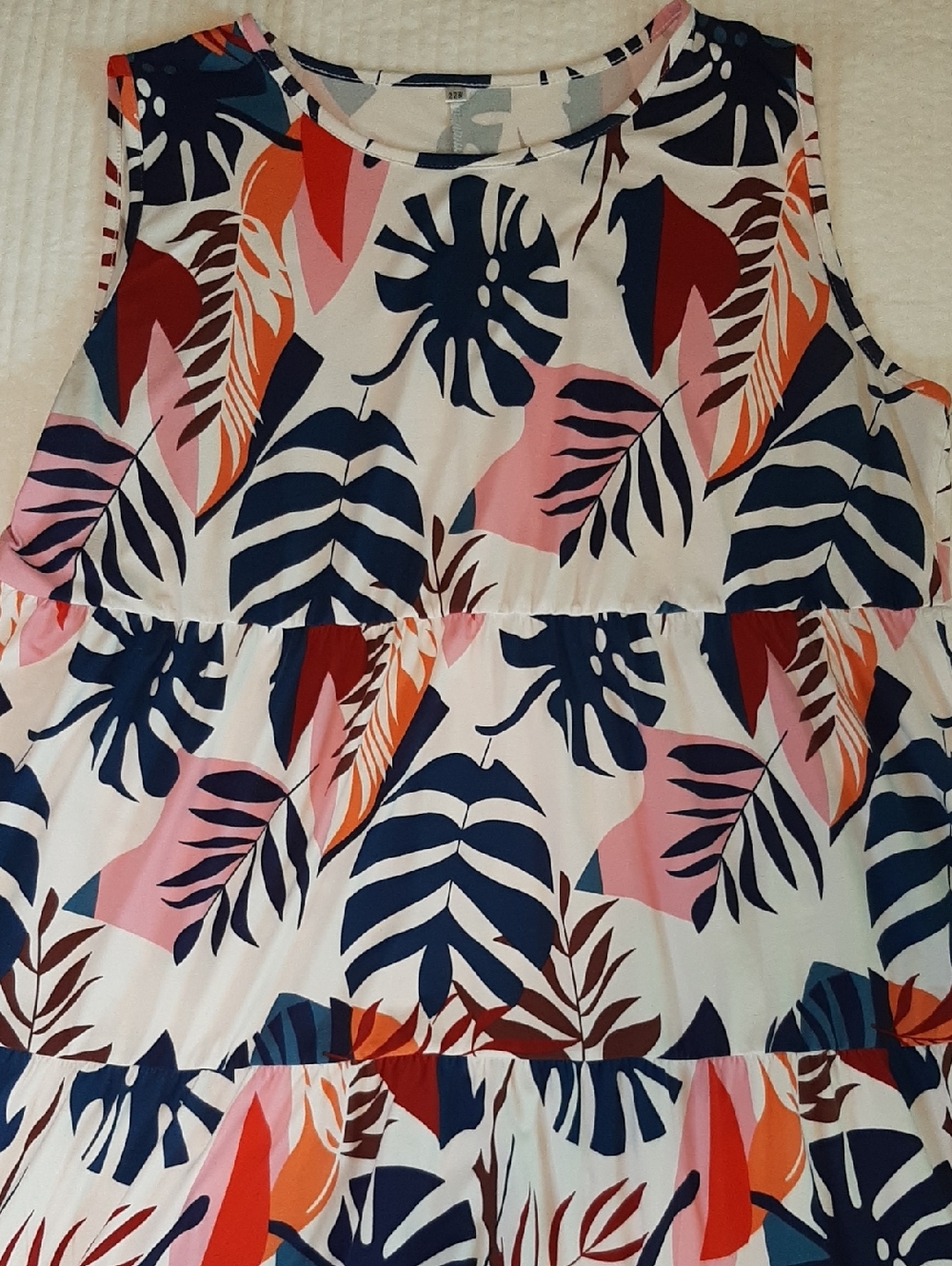 No Brand Women's 22W Sundress Sleeveless Tank Top Style Tropical Leaf Pattern